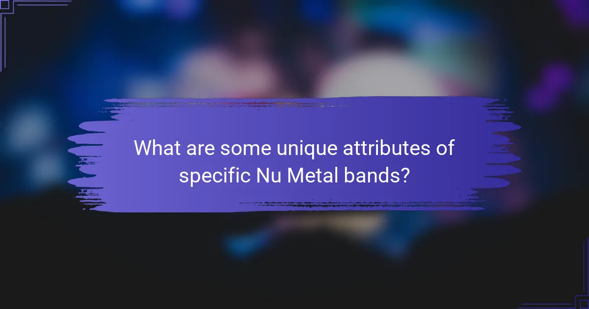 What are some unique attributes of specific Nu Metal bands?