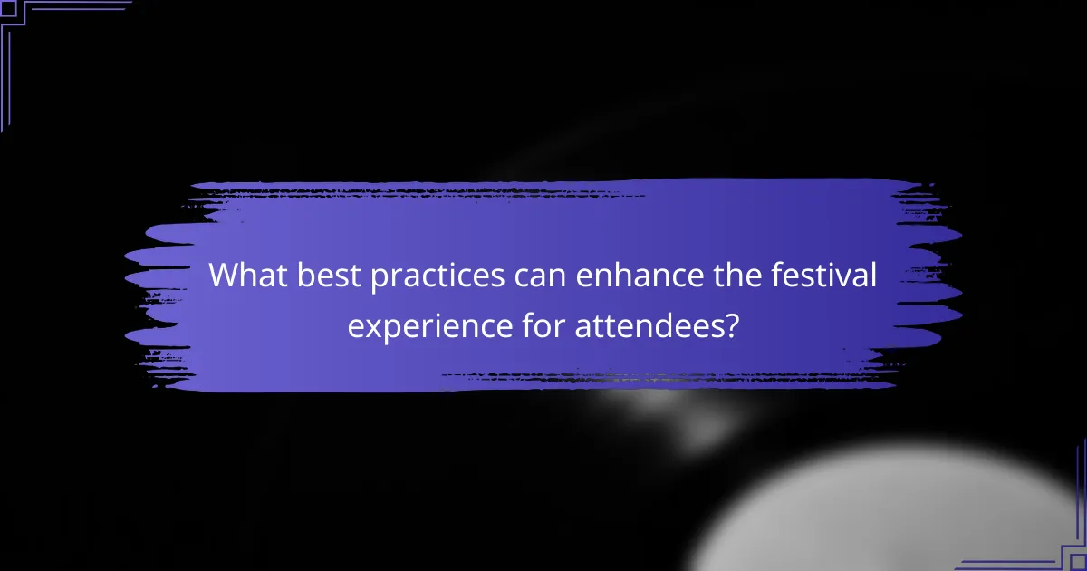 What best practices can enhance the festival experience for attendees?